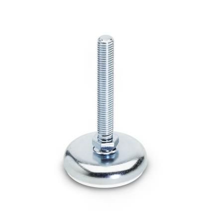 Otto Ganter Levelling Feet Steel Sheet Zinc Plated with Rubber Underlay, GN 30